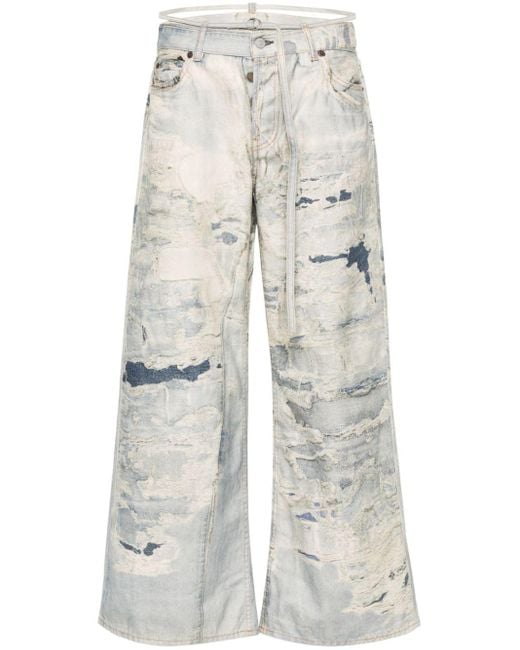 Acne White Low-waist Flared Trousers