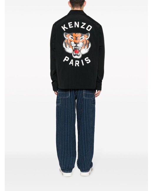 KENZO Blue Waterproof Jacket With Print for men