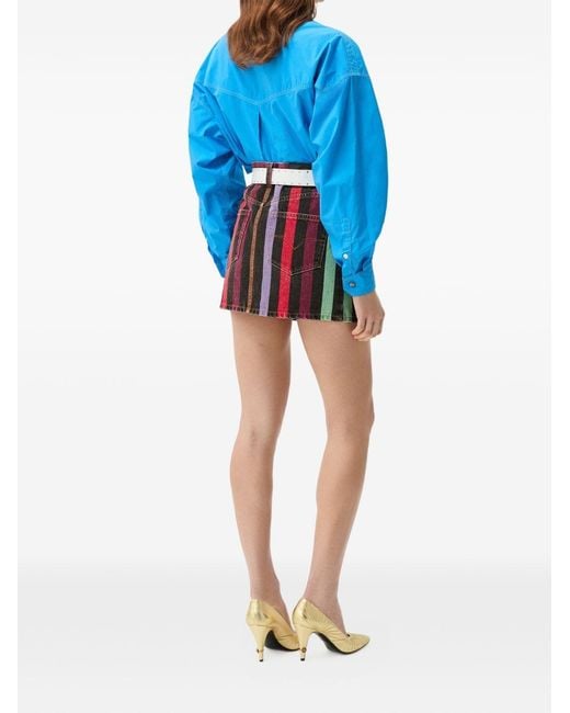 Versace Red Striped Denim Skirt