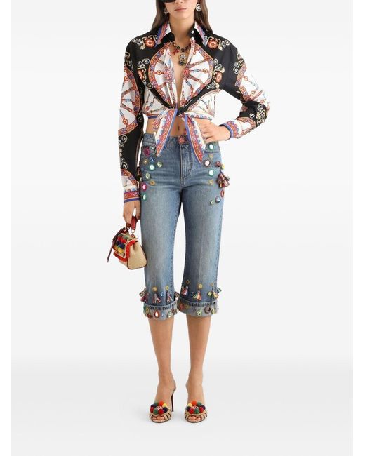 Dolce & Gabbana White Carretto Print Cotton Shirt