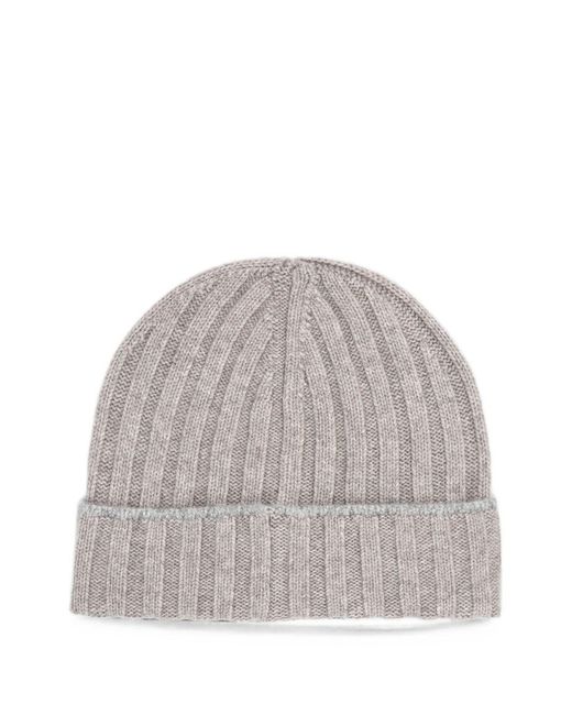 Brunello Cucinelli Gray Cashmere Beanie for men