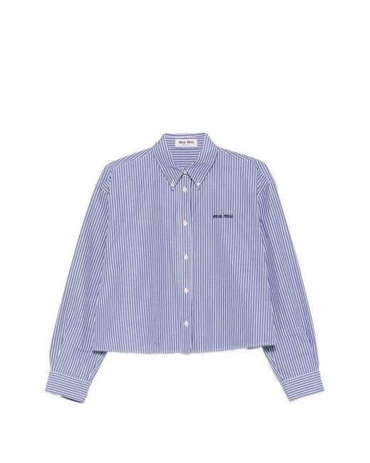 Miu Miu Purple Logo Cotton Shirt