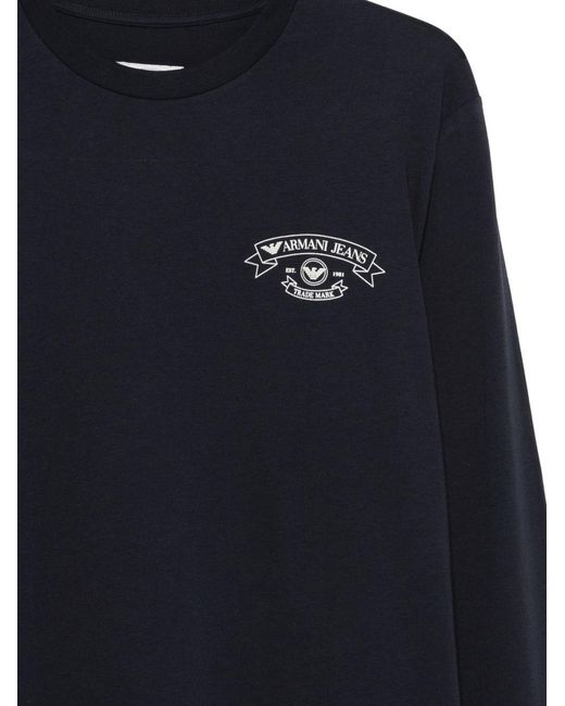 Emporio Armani Blue Logo Cotton T-Shirt for men