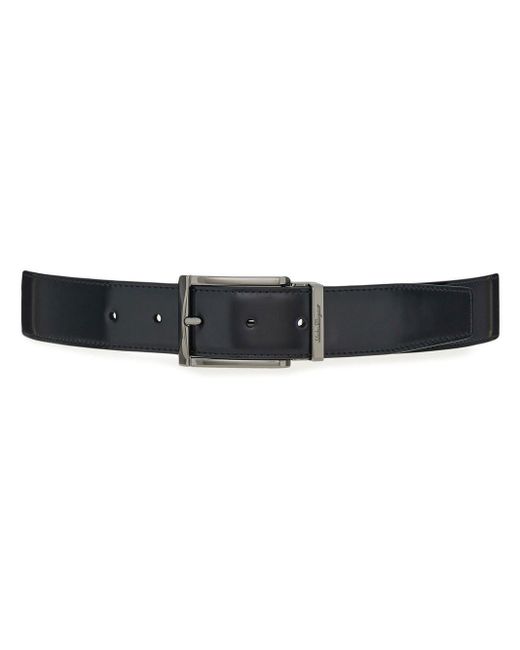 Ferragamo Black Calf Leather Adjustable Belt for men