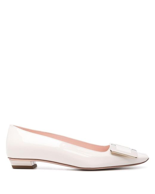 Roger Vivier Pink Belle Vivier Leather Ballet Flats