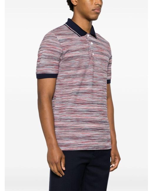 Missoni Pink Tie-dye Print Cotton Polo Shirt for men