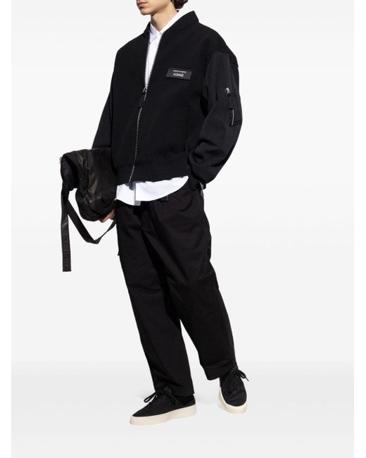 Comme des Garçons Black Bomber Jacket With Logo Patch for men