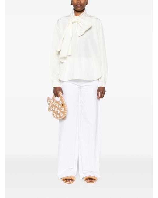 Forte Forte White Blouse With Bow Tie Detail