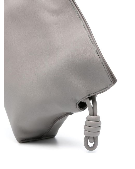 Loewe Gray Flamenco Mini Leather Clutch Bag