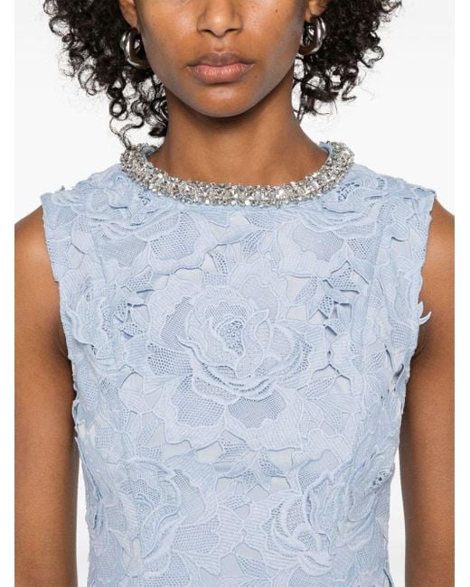 Self-Portrait Blue Floral Lace Mini Dress