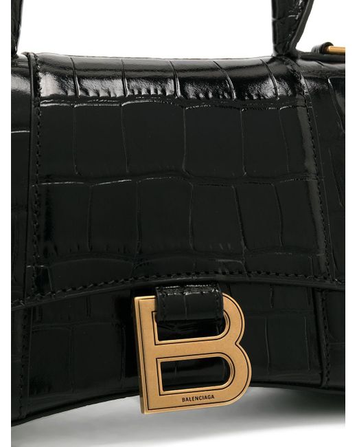Balenciaga Black Hourglass Xs Leather Handbag