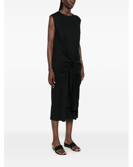 Totême Black Knotted Sleeveless Midi Dress
