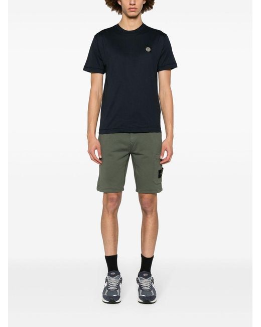 Stone Island Blue Logo Cotton T-Shirt for men