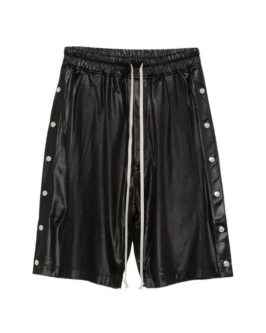 Rick Owens Black Buttoned Drawstring Shorts