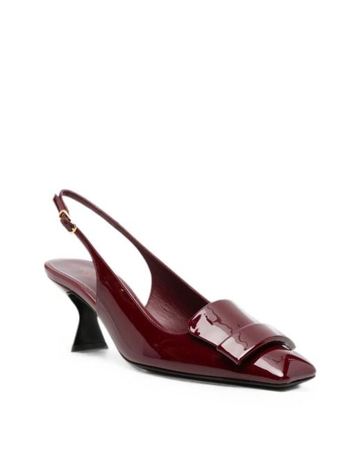Sergio Rossi Purple Leather Slingback Pumps
