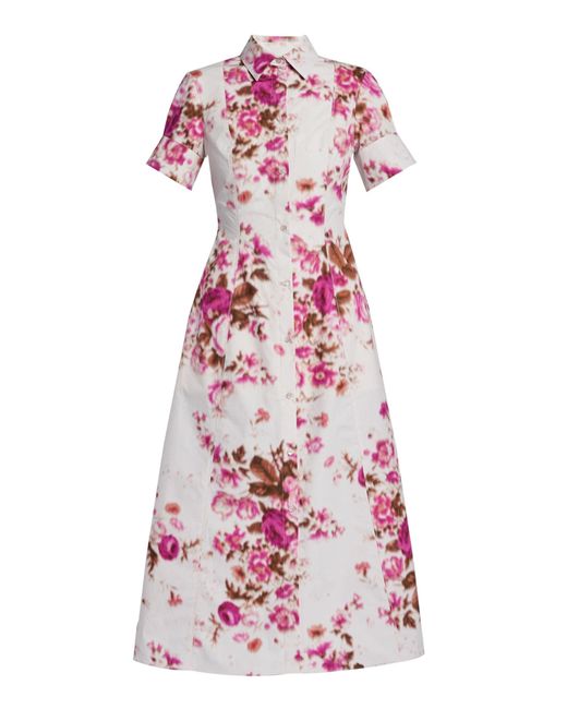 Erdem Pink Floral Print Midi Dress