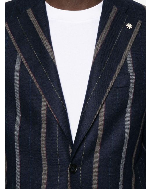 Manuel Ritz Blue Pinstriped Jacket for men