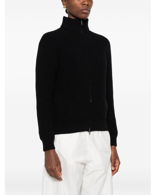 Base London Black Wool Zipped Cardigan