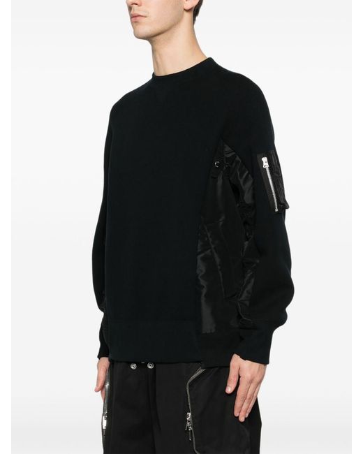 Sacai Black Cotton Blend Sweater for men