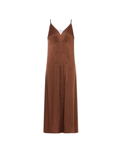 Prada Brown Satin Midi Dress