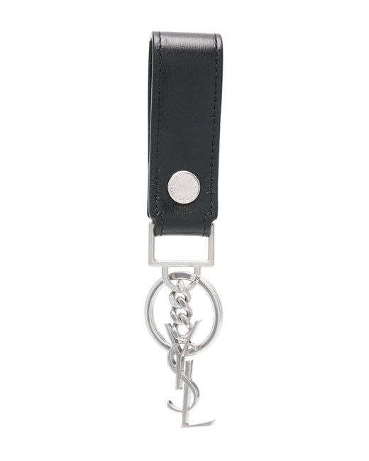 Saint Laurent Black Monogram Keyring for men