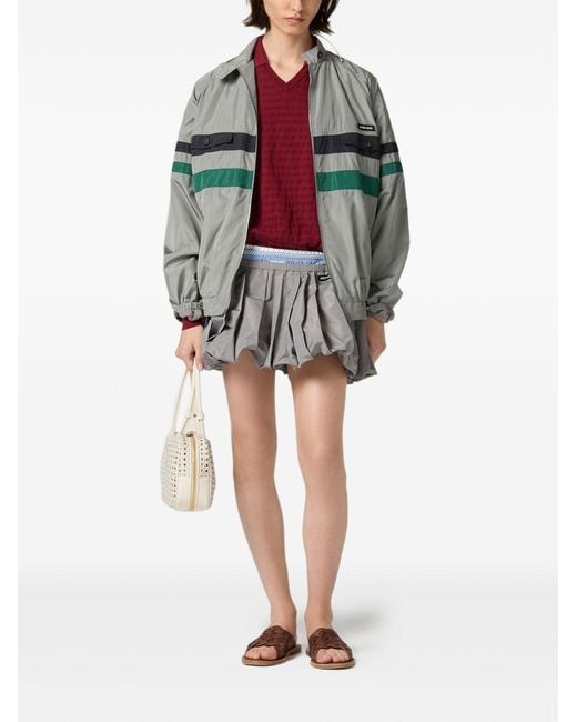 Miu Miu Gray Tech Silk Blouson Jacket
