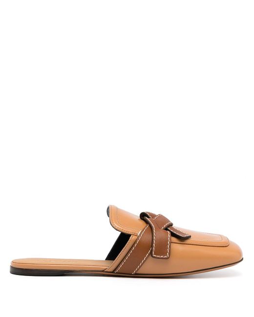 Loewe Gate Flat Leather Mules | Lyst