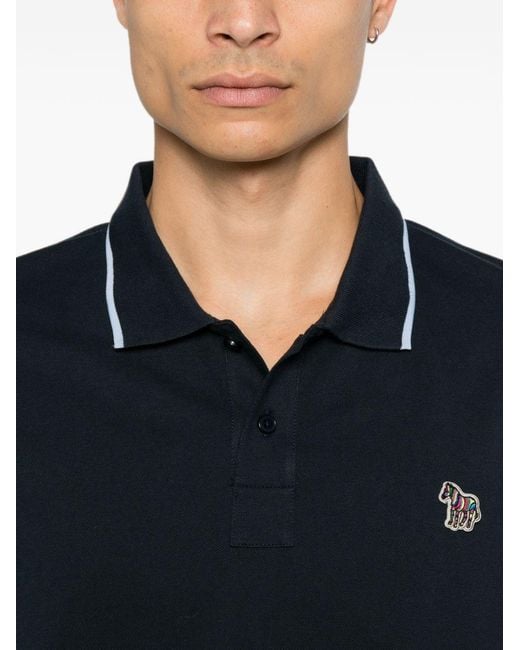 Paul Smith Blue Zebra Logo Cotton Polo Shirt for men