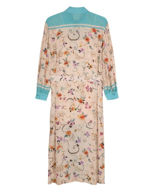 Semicouture Blue Habotai-print Long Dress