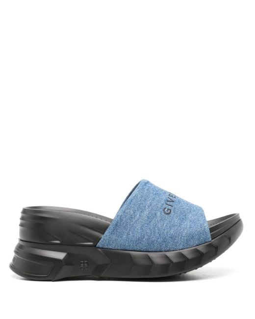 Givenchy Blue Marshmallow Wedge Sandals