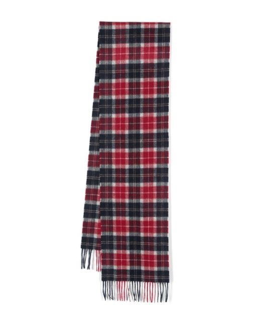 Barbour White Tartan-Check Wool Scarf for men