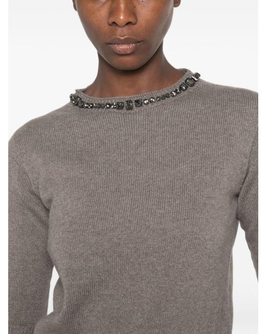 Fabiana Filippi Gray Wool Crewneck Sweater