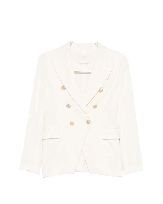Circolo 1901 White Cotton Double-Breasted Jacket