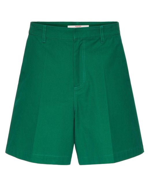 Valentino Green V Detail Cotton Bermudas for men