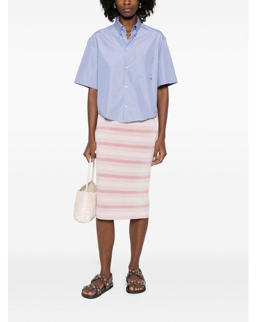 Prada Pink Striped Cotton Skirt