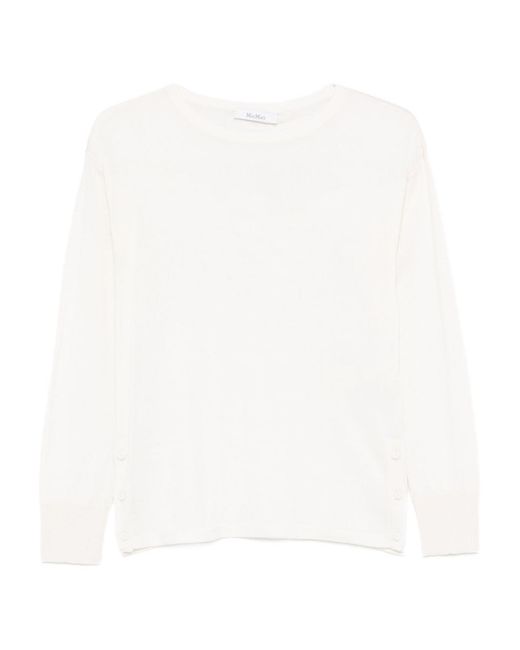 Max Mara White Cashmere And Silk Sweater