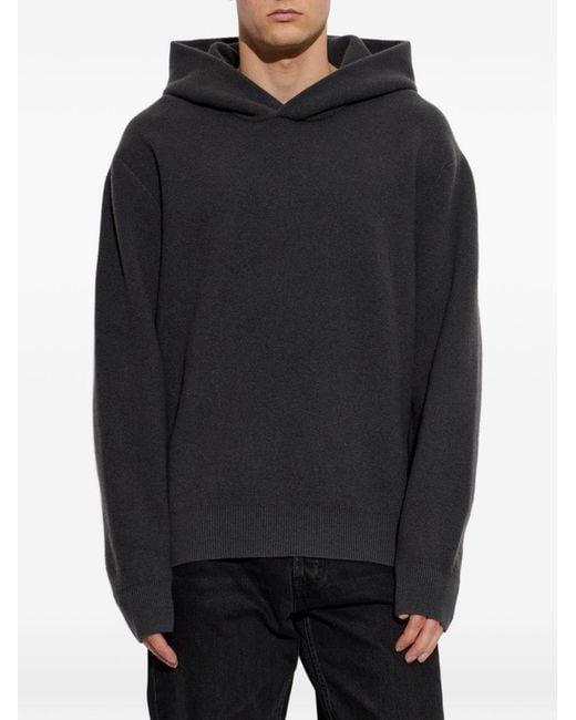 Lemaire Black Cashmere Hooded Sweater for men