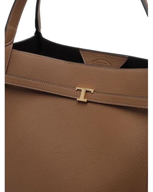 Tod's Brown T Timeless Medium Leather Tote Bag