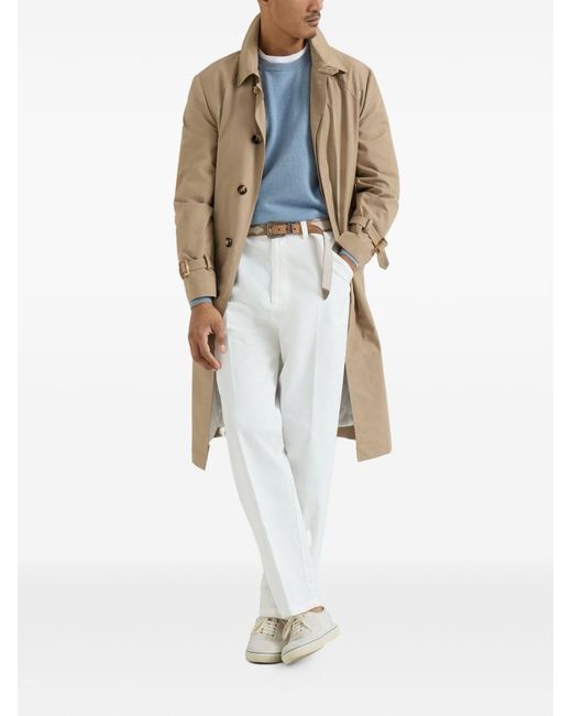 Brunello Cucinelli Blue Cashmere Crewneck Sweater for men