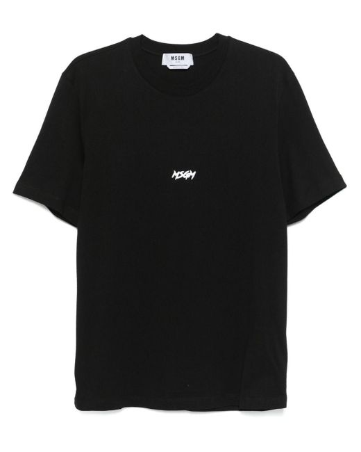 MSGM Black Crewneck T-Shirt for men
