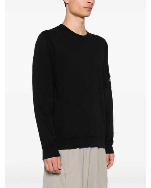 C P Company Black Cotton Crewneck Sweatshirt for men