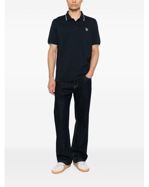 Paul Smith Blue Zebra Logo Cotton Polo Shirt for men