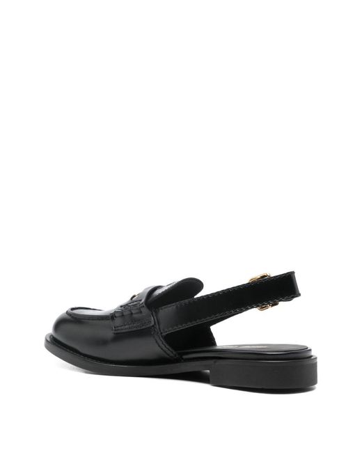 Miu Miu Black Leather Slingback Loafers
