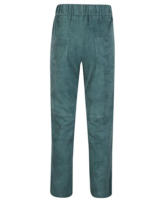 Pantalone In Camoscio Con Elastico In Vita di Via Masini 80 in Green