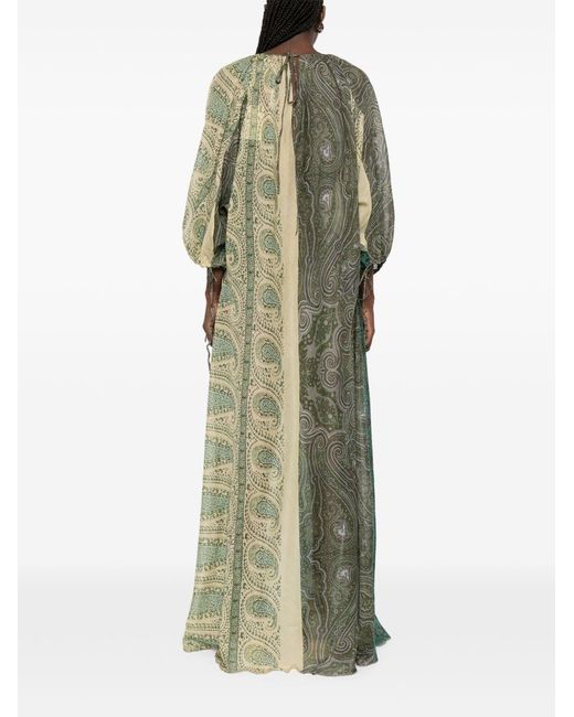 Pierre Louis Mascia Green Silk And Cotton Blend Long Dress
