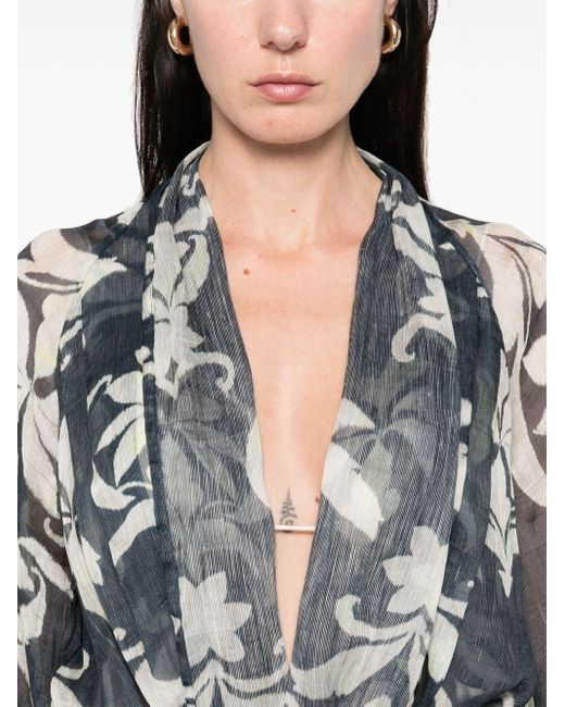 Forte Forte White Linen And Silk Printed Gown