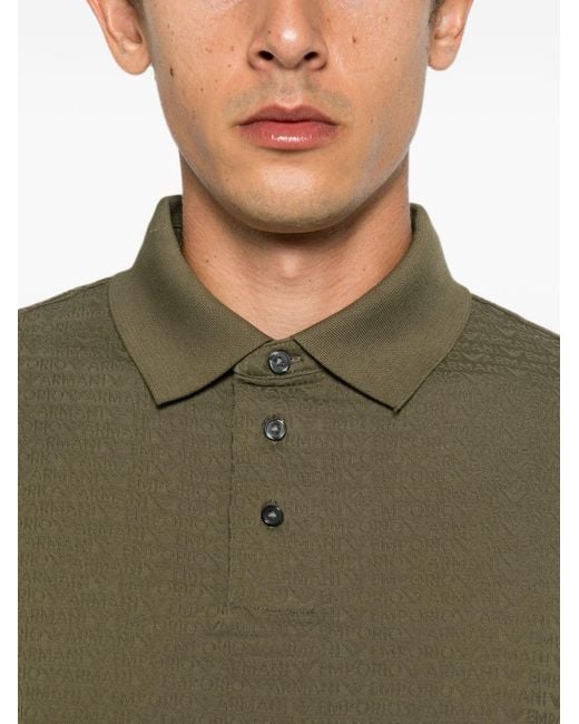 Emporio Armani Green Logo Cotton Polo Shirt for men