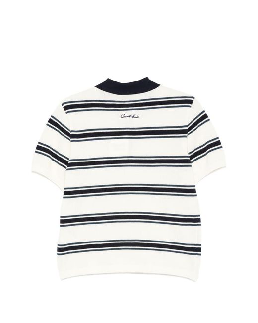 DUNST Gray Striped Cotton Polo Shirt