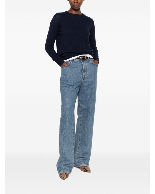 Base London Blue Wool And Cashmere Crewneck Sweater