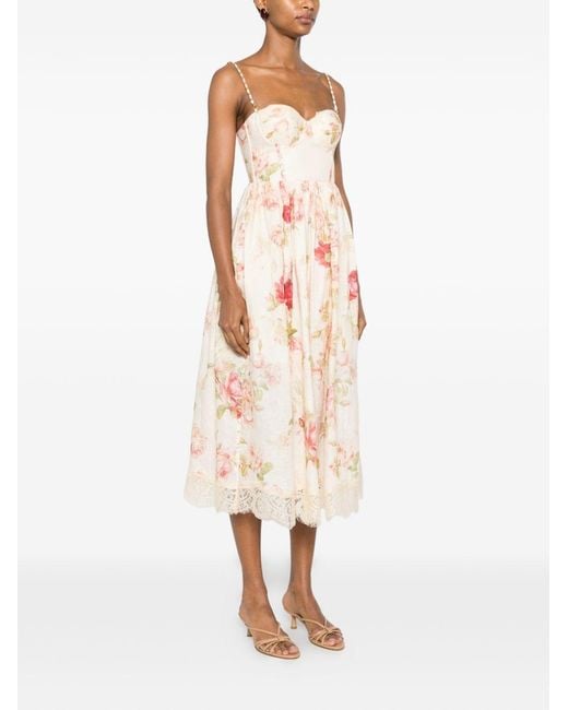 Zimmermann Pink Roselight Linen Midi Dress